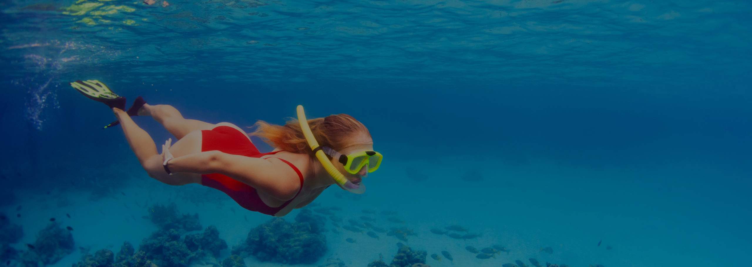 A woman swimming underwater