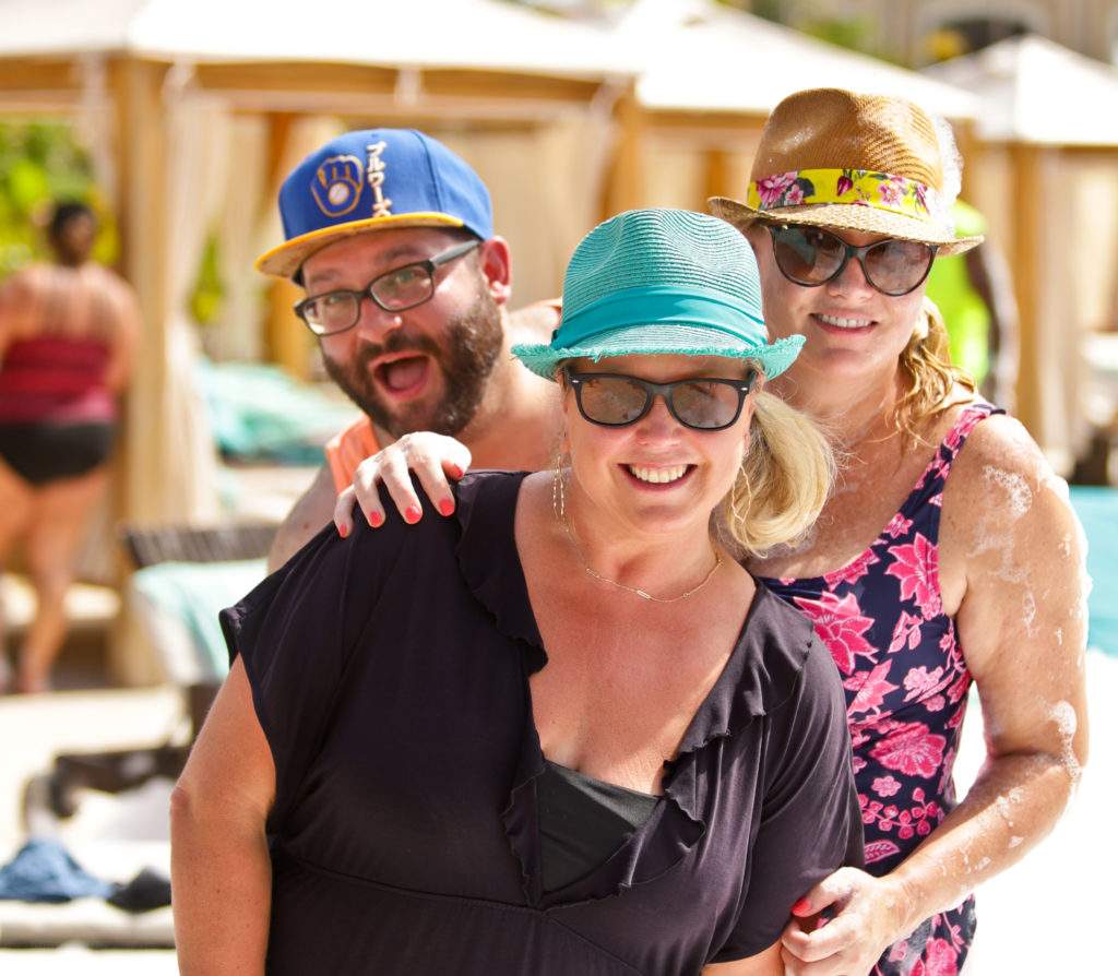 Three people enjoying a vacation